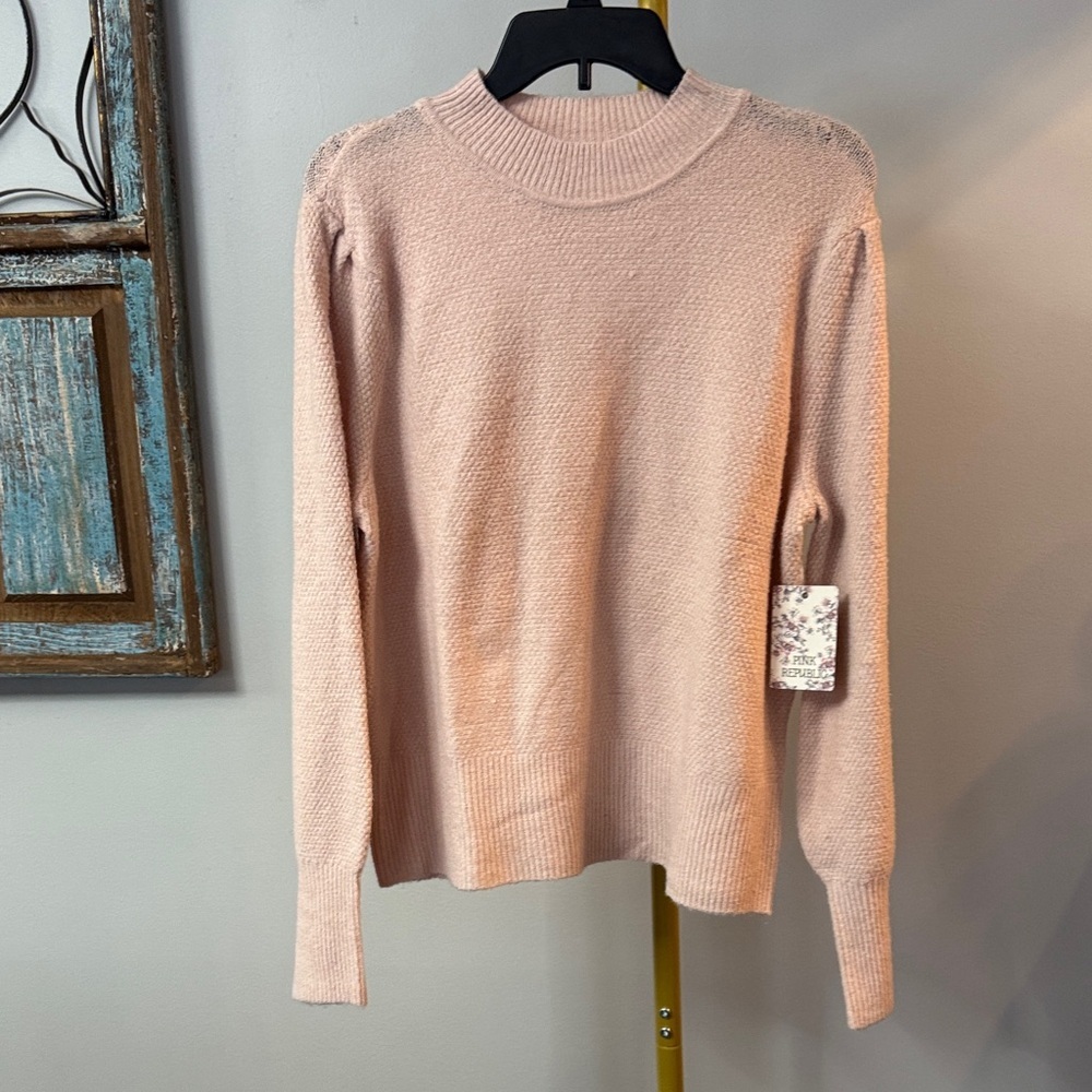 Pink Republic mock turtle Blush Knit Top sweater NWT XL